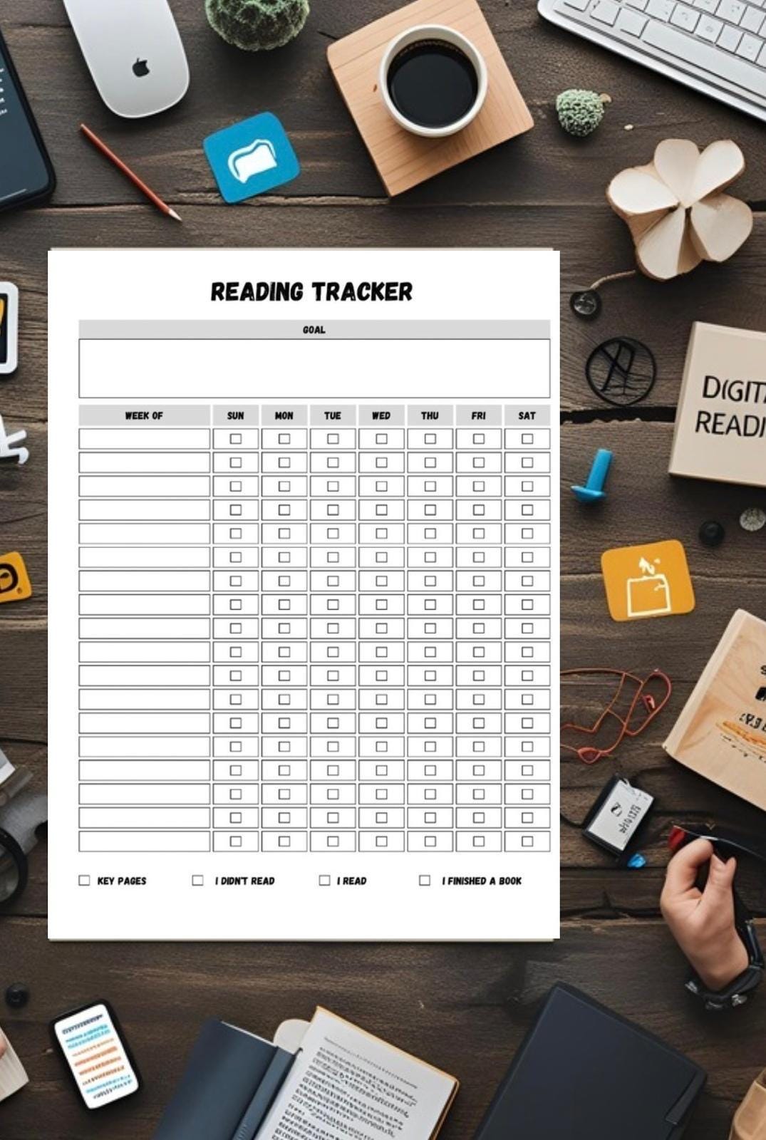 Digital Reading Journal and Book Tracker | Printable PDF for Avid Readers | Perfect Planner for Tracking Progress and Reviewing Favorite