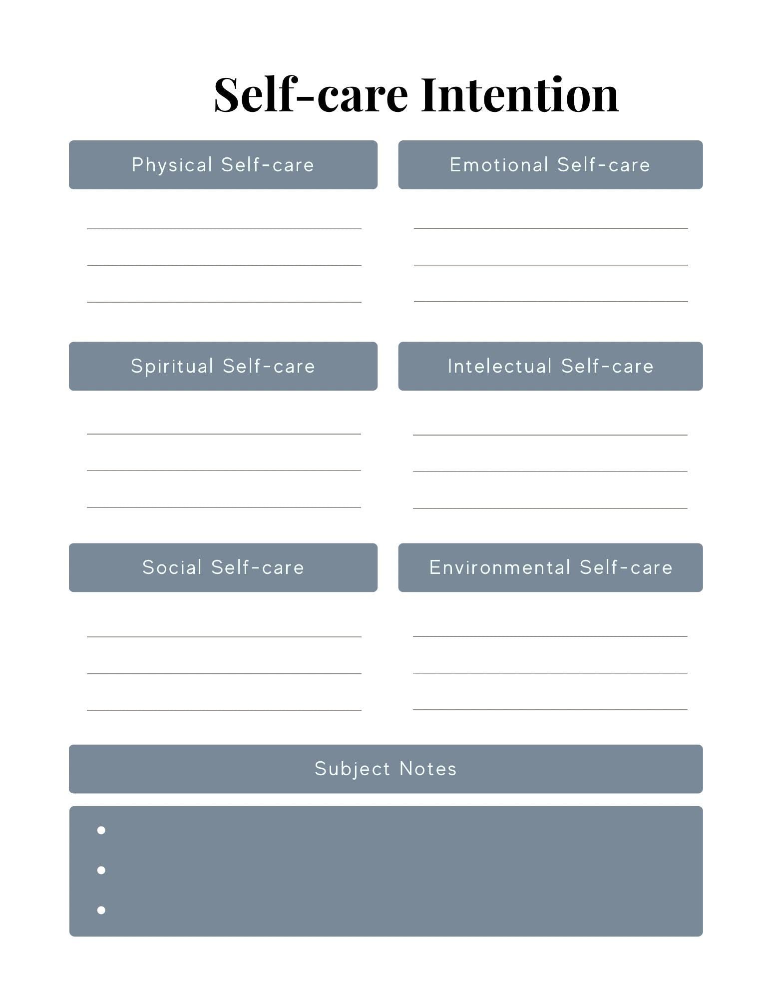 Daily Wellness Planner | Mindfulness Journal & Self-Care Tracker | Printable PDF for Positive Mental Health - Habits