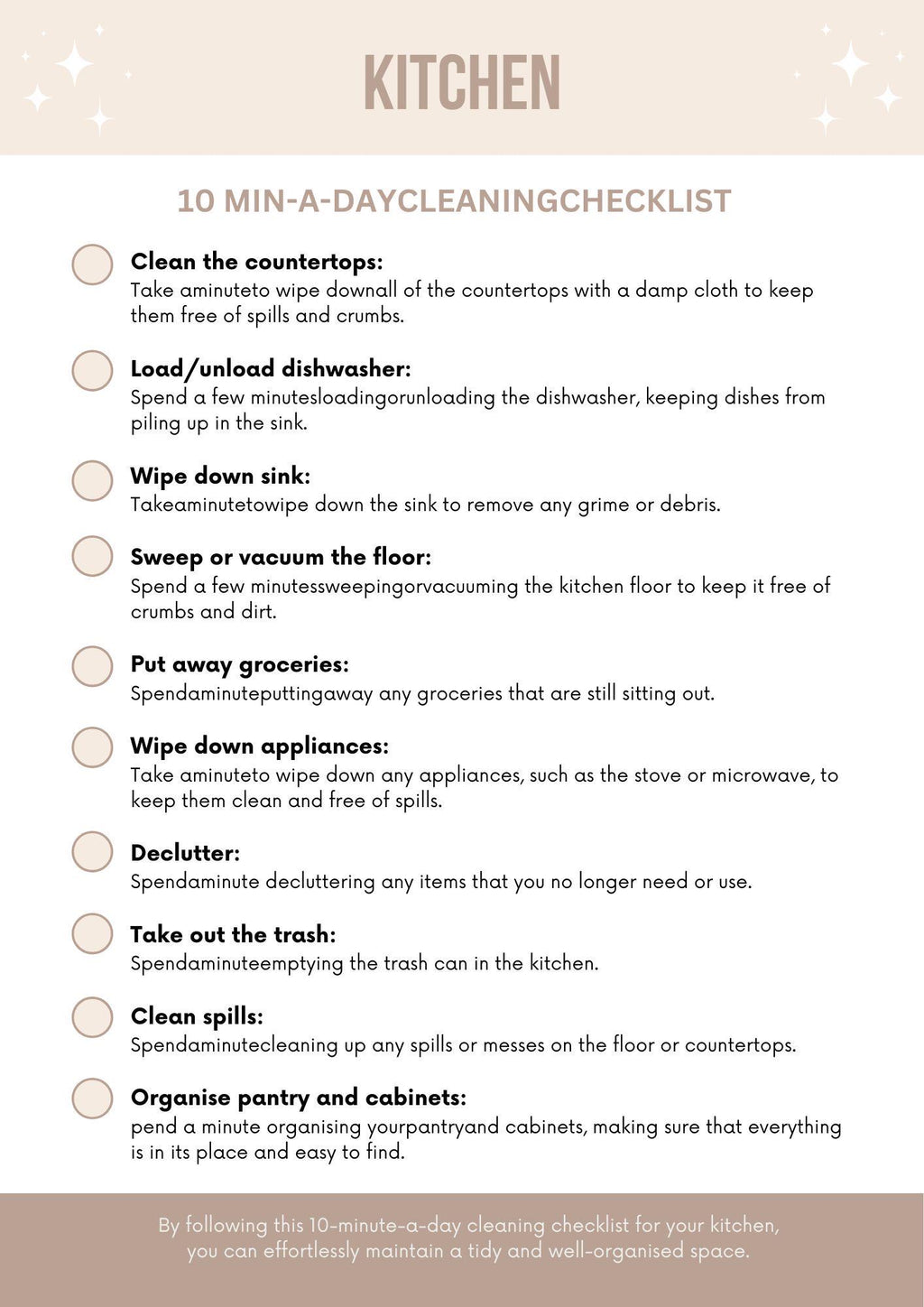 Effortless Cleaning: 10 Min-a-Day Checklist for a Tidy Home | Organize Your Routine in Minutes! Download Now