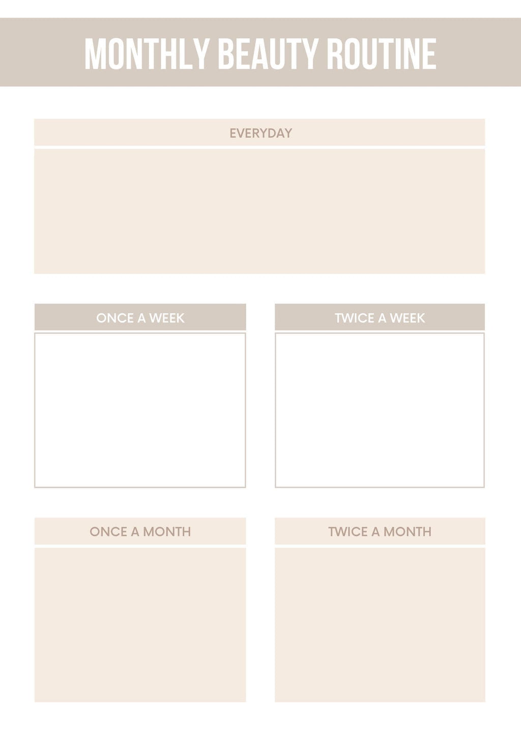 Beauty Organizer Planner | Morning and Evening Routine Tracker | Personal Self-Care Journal | Printable Beauty Goal Setter
