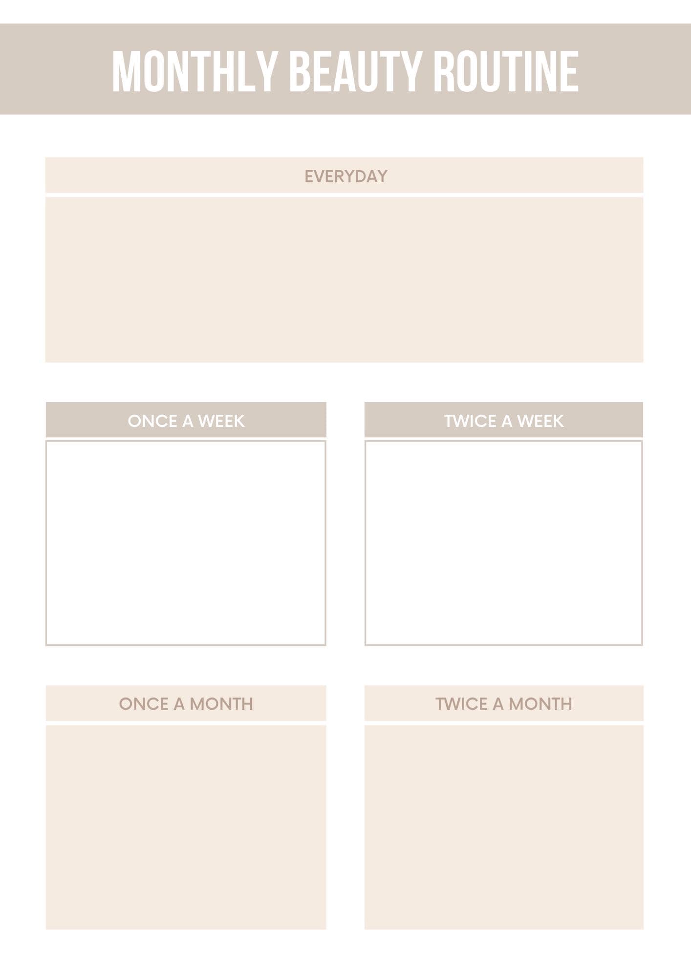 Beauty Organizer Planner | Morning and Evening Routine Tracker | Personal Self-Care Journal | Printable Beauty Goal Setter