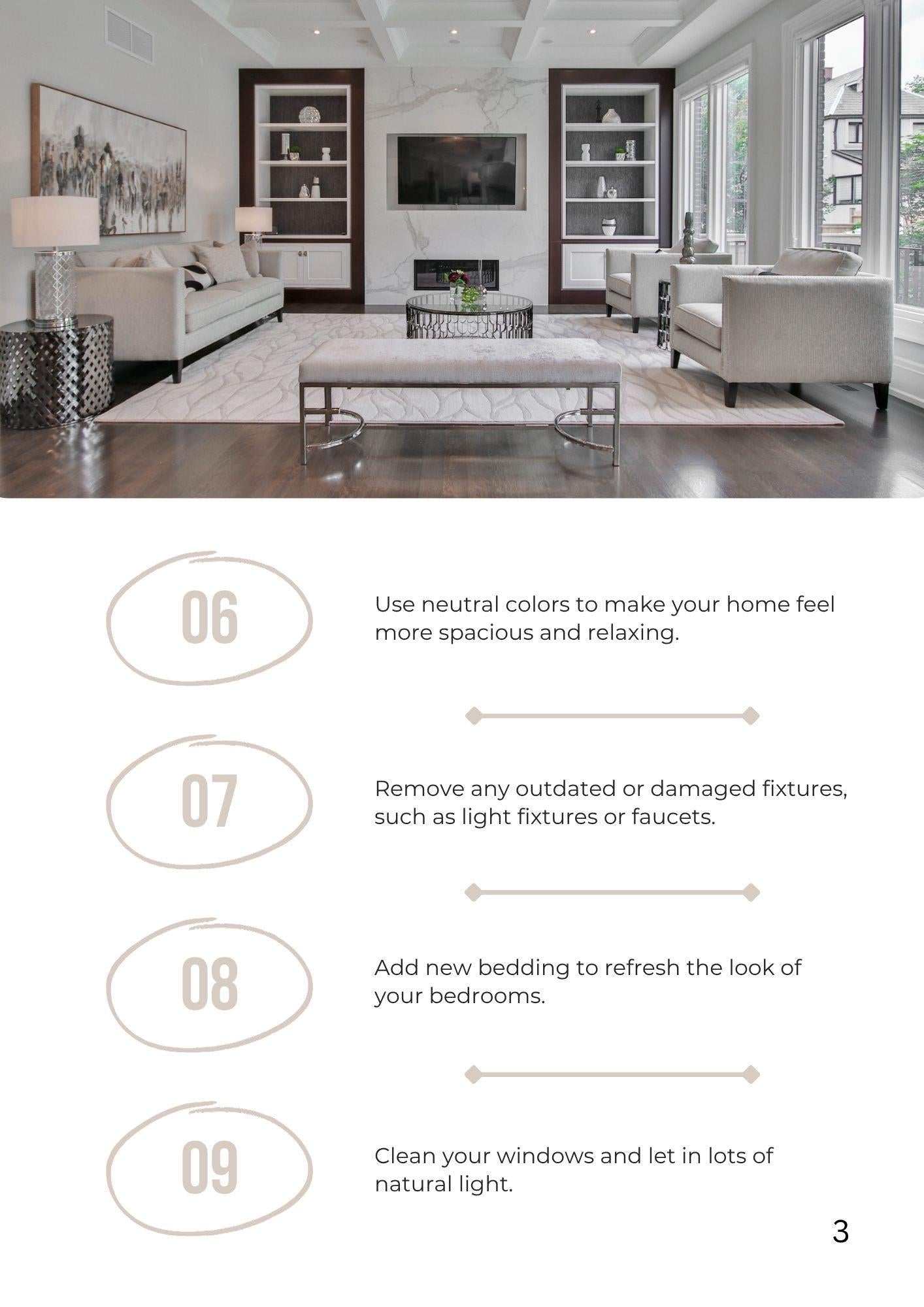 Home Staging Guide: 50 Budget-Friendly Tips for Selling Faster | Printable PDF for DIY Home Sellers | Declutter, Clean, & Decorate on a