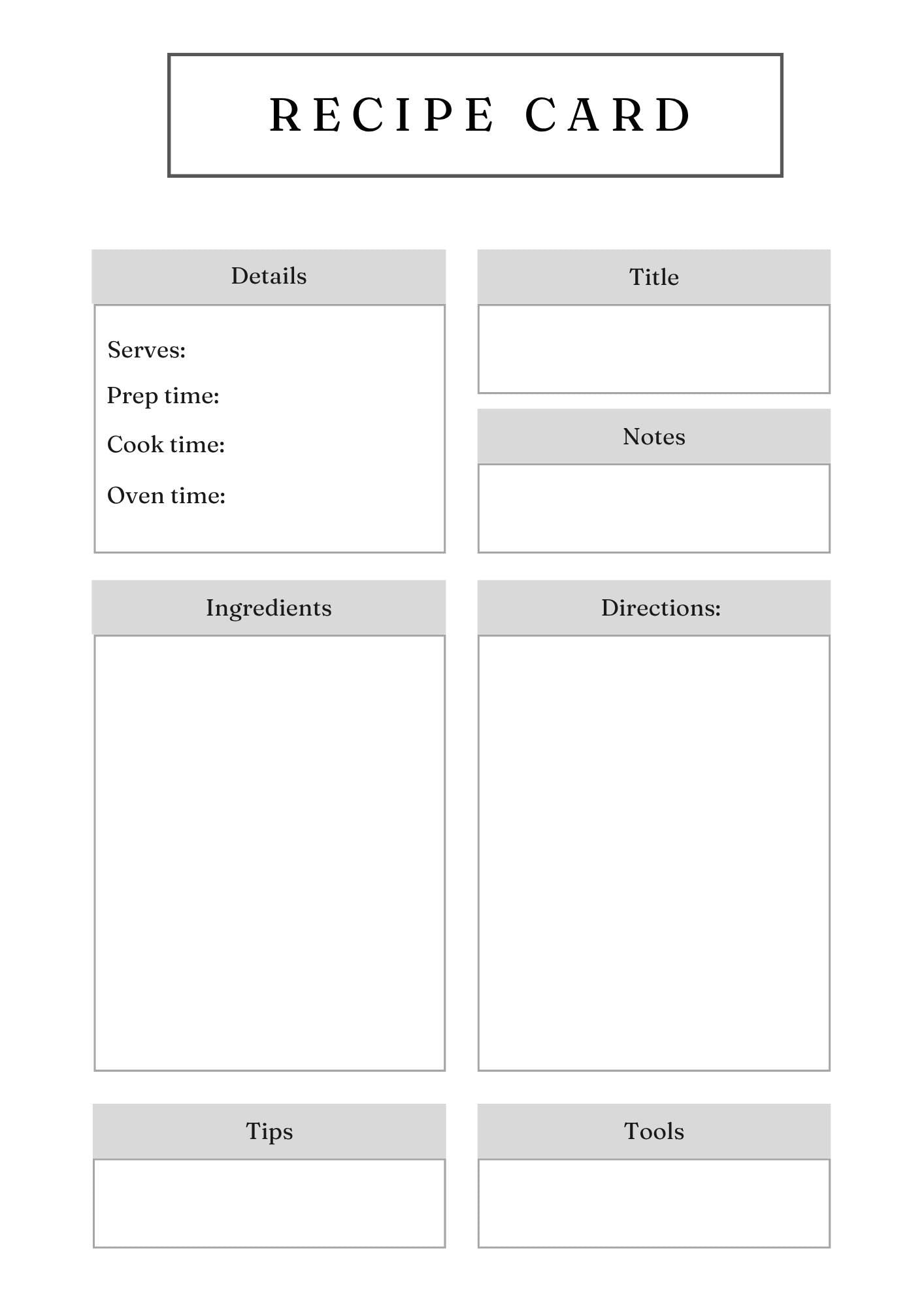 Customizable Recipe Card- Personalized Kitchen Keepsake - Perfect Gift for Food Lovers - Family Recipe Collection - Printable Card