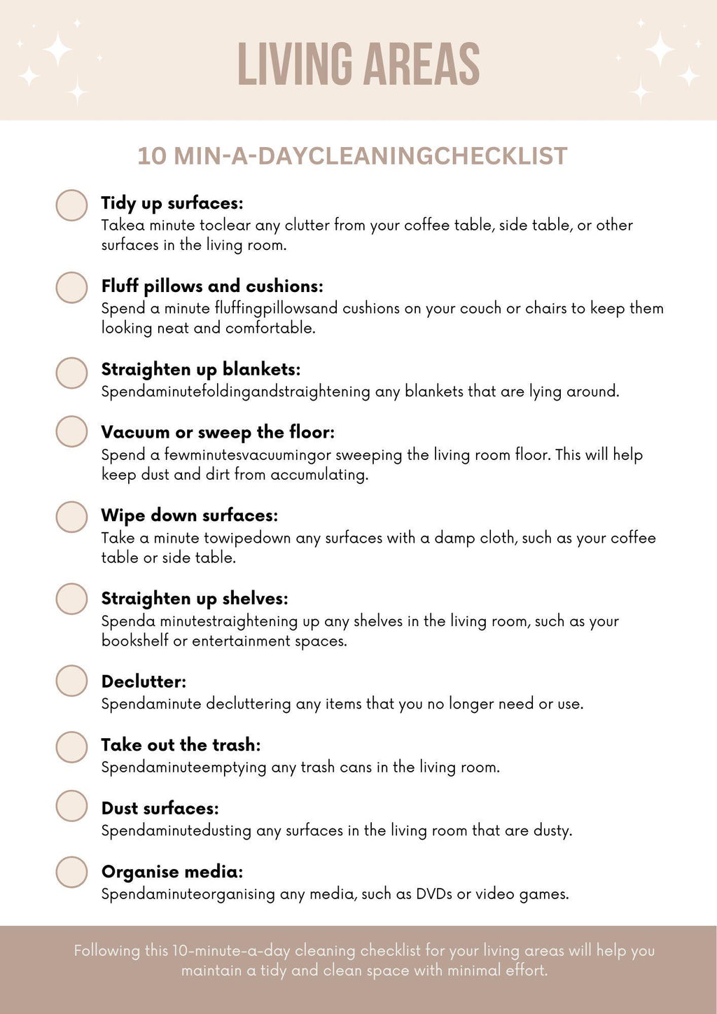 Effortless Cleaning: 10 Min-a-Day Checklist for a Tidy Home | Organize Your Routine in Minutes! Download Now