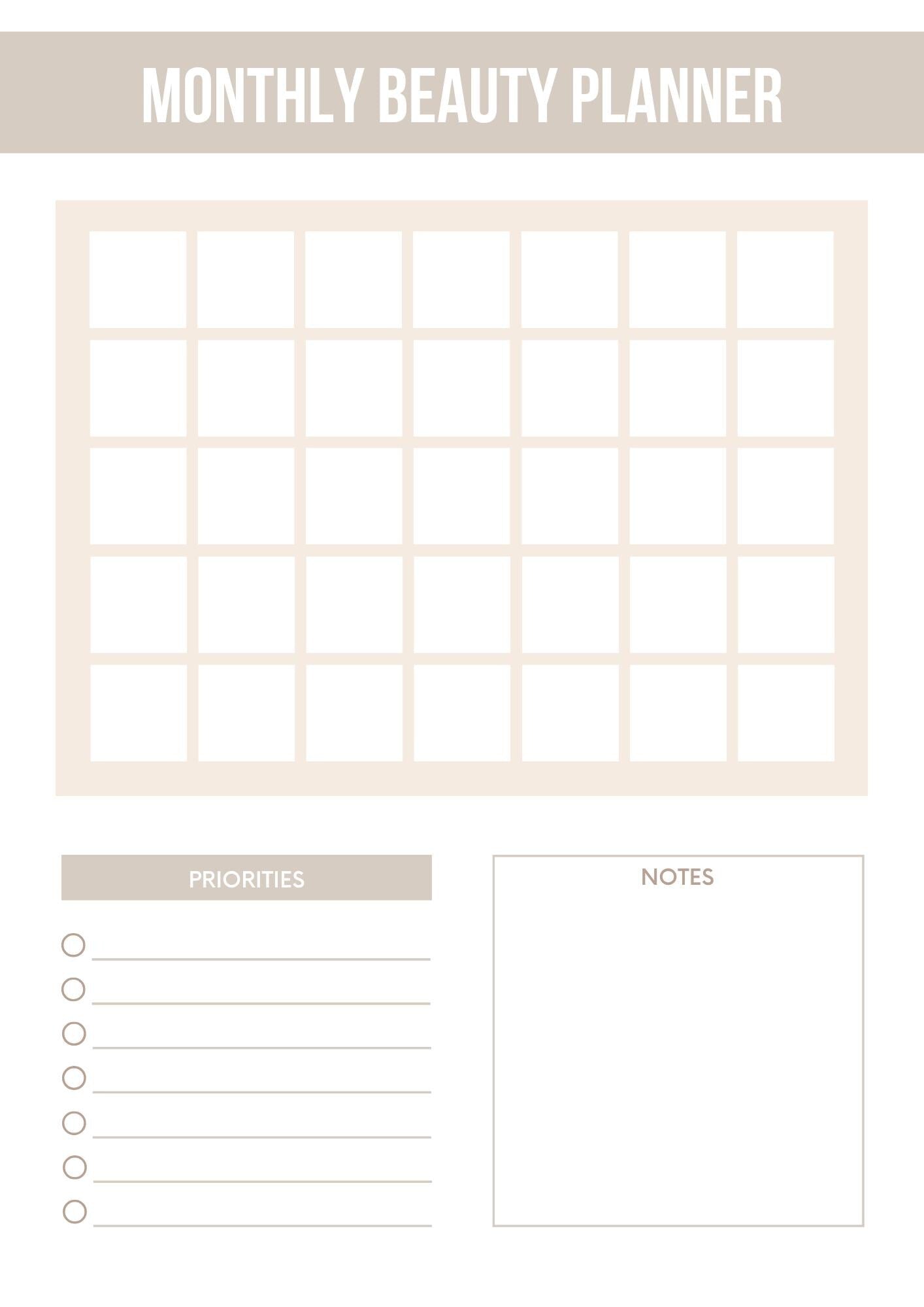 Beauty Organizer Planner | Morning and Evening Routine Tracker | Personal Self-Care Journal | Printable Beauty Goal Setter