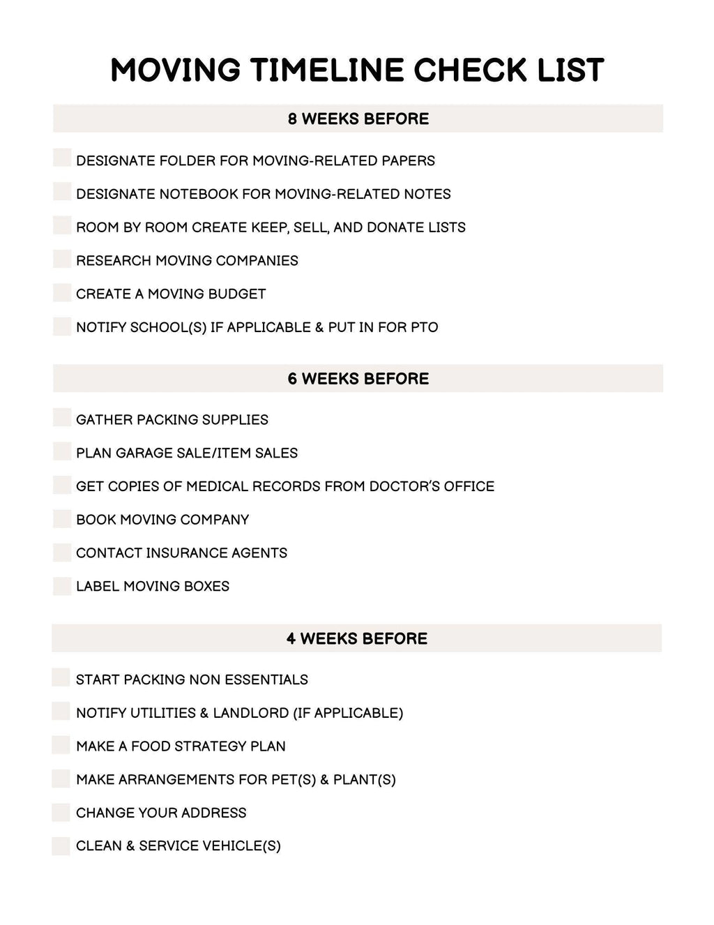 Moving Guide and Tips Planner | Printable Checklist for a Seamless Move