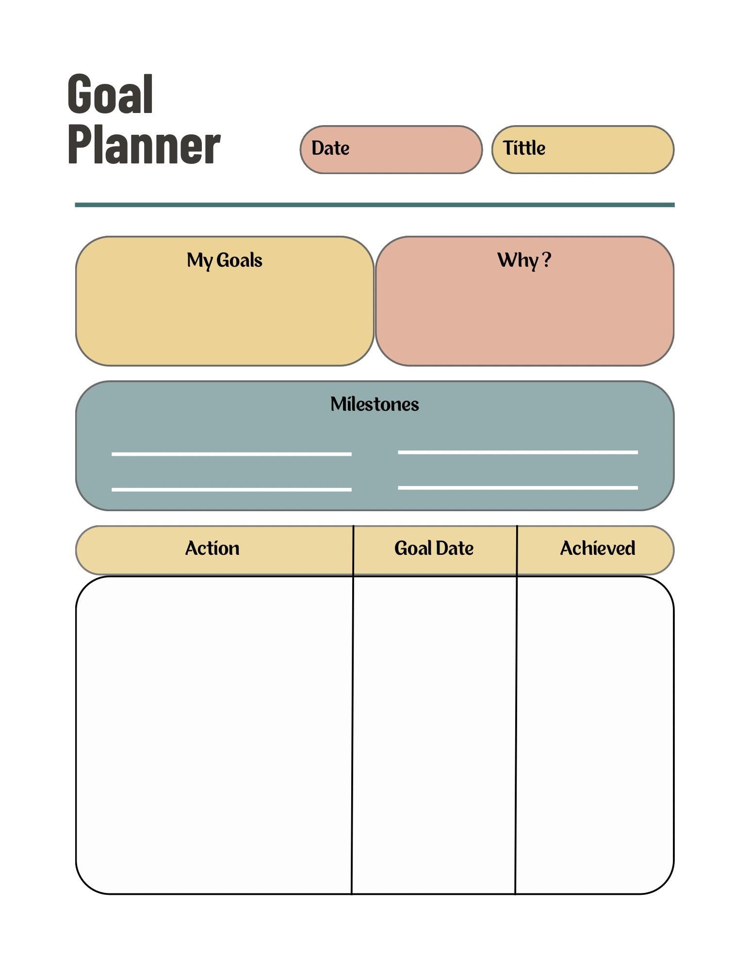 Ultimate Goal Planner Kit | SMART Goals, Vision Board, Action Plan | PDF Download - Goal Setting Workbook & Productivity Tracker - Digital