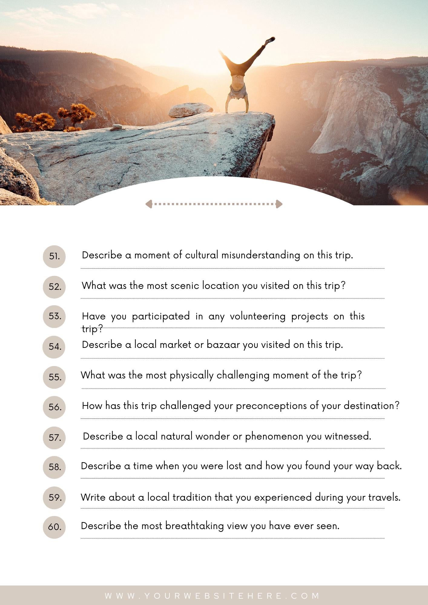 Travel Journal Prompts - Capture Memories & Reflections | Unique Gift Idea for Adventurers | Inspire Mindful Travel Writing