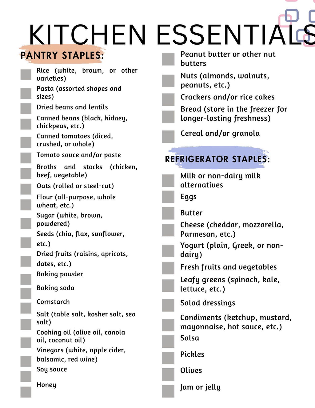 New Home Essentials Checklist Printable | Complete Moving In Guide for First-Time Homeowners