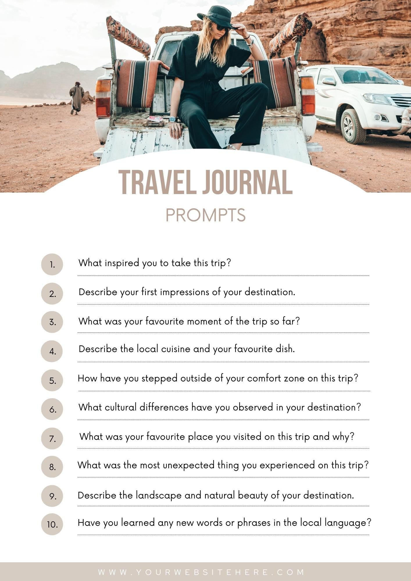 Travel Journal Prompts - Capture Memories & Reflections | Unique Gift Idea for Adventurers | Inspire Mindful Travel Writing