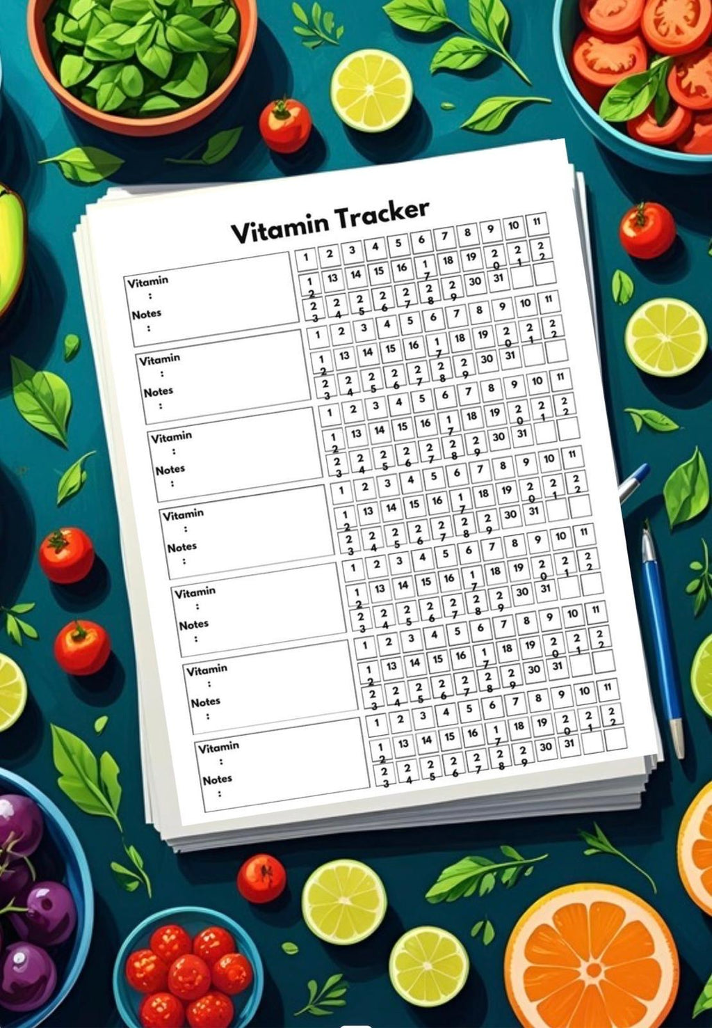 Ultimate Health & Wellness Planner - Daily Food Journal, Fitness Tracker, Meal Planner, Self-Care Pages - Digital Download