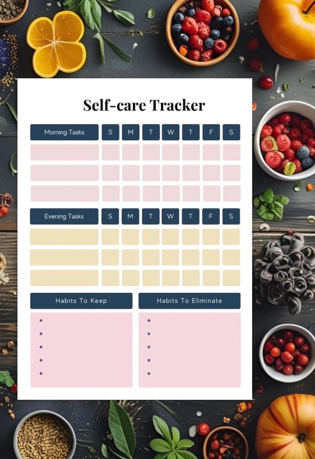 Daily Wellness Planner | Mindfulness Journal & Self-Care Tracker | Printable PDF for Positive Mental Health - Habits