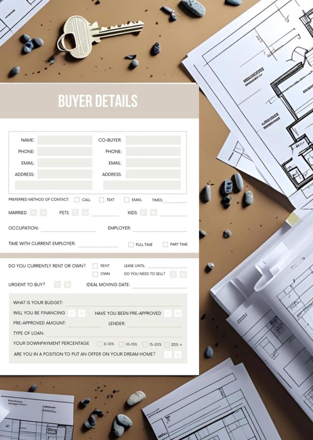 Home Buyer Details Template | Streamline Your Property Search | Printable Guide for Dream Home Preferences