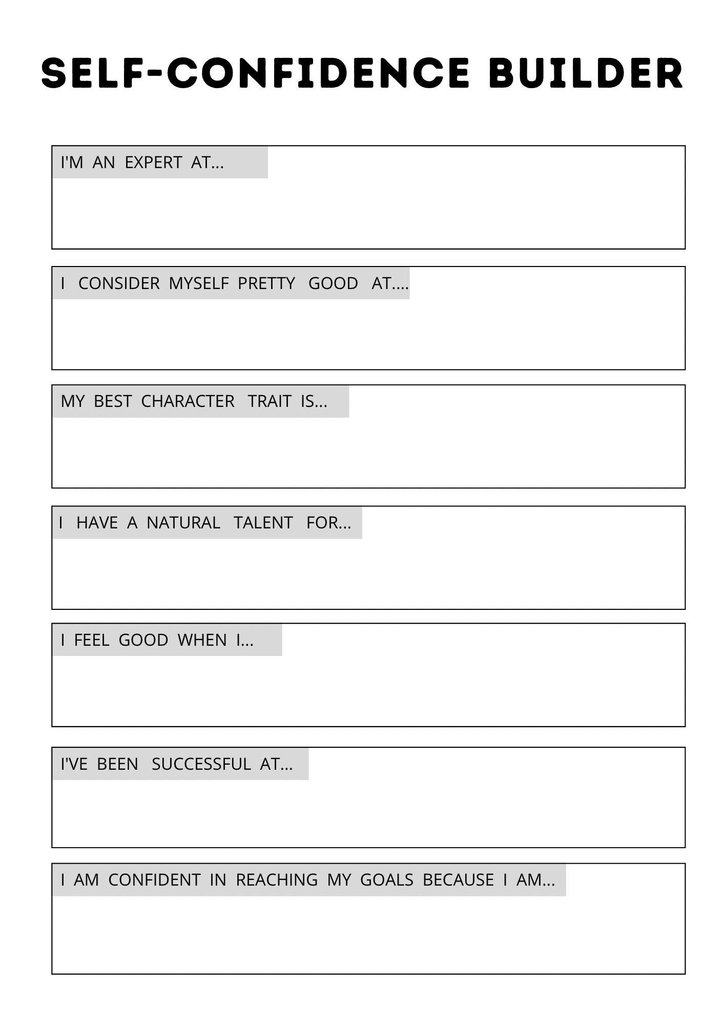 Daily Self-Confidence & Mindset Tracker | Printable Boost Self-Esteem Journal | Confidence Planner PDF | Self-Growth Workbook