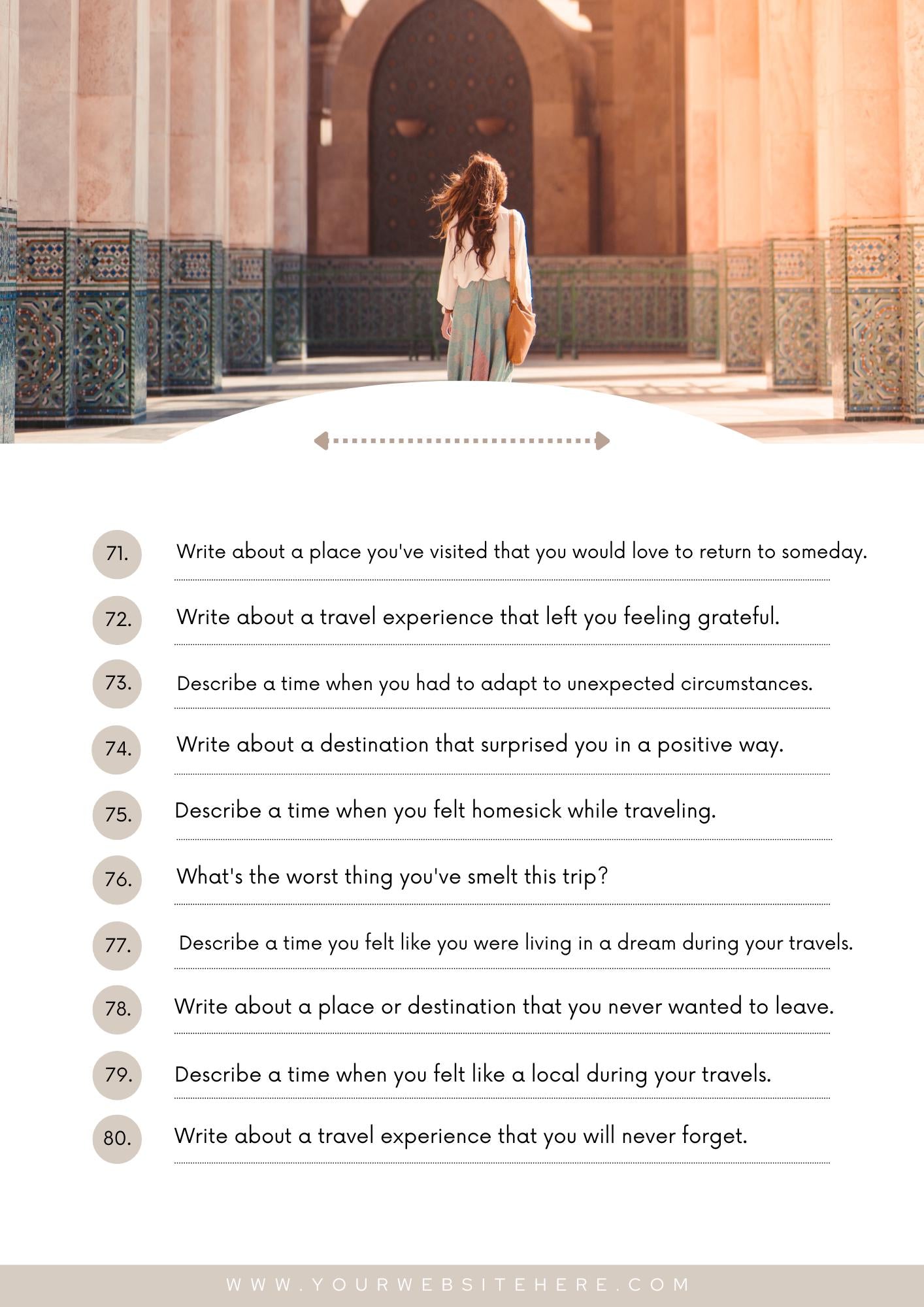 Travel Journal Prompts - Capture Memories & Reflections | Unique Gift Idea for Adventurers | Inspire Mindful Travel Writing