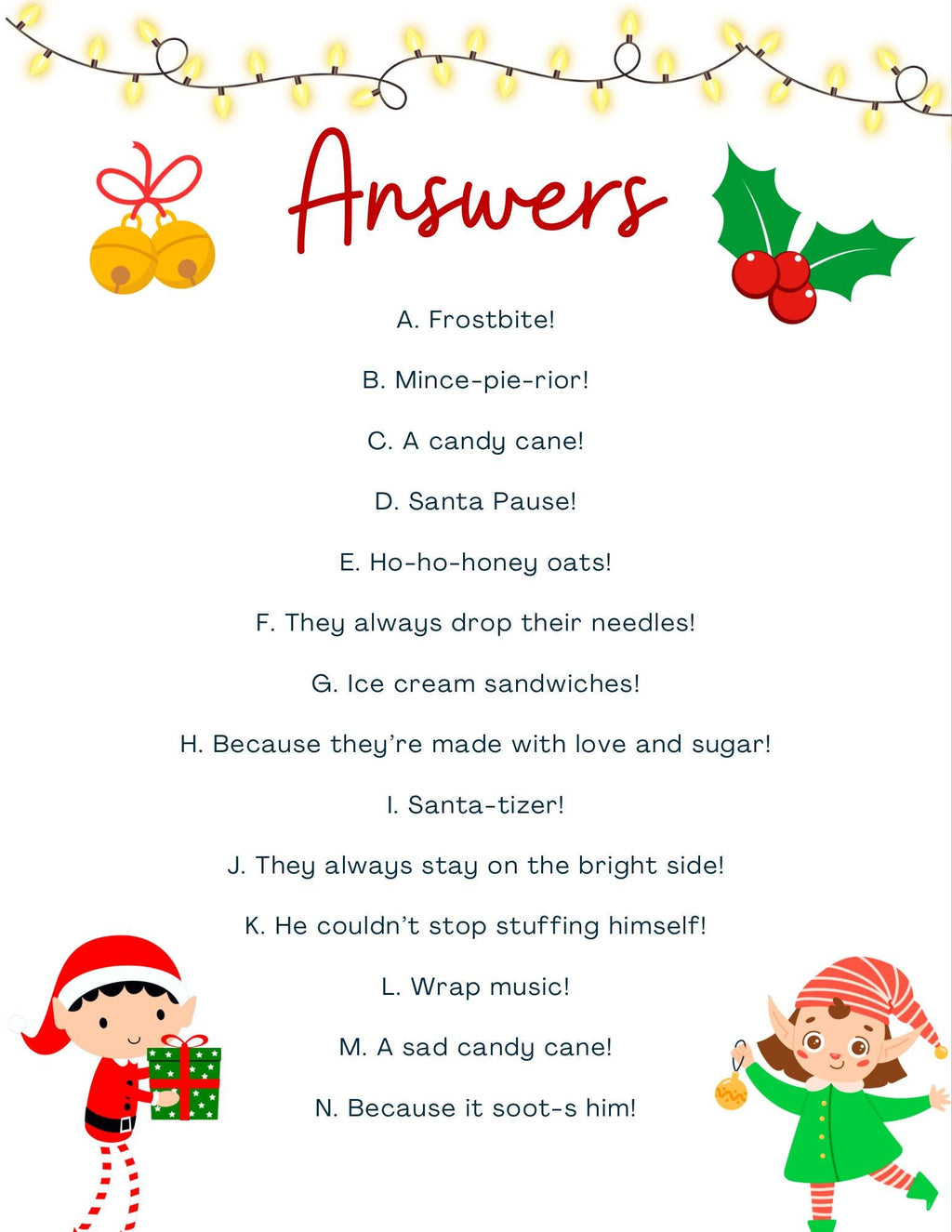Festive Christmas Riddles Activity for Kids - Brainy Fun PDF for Holiday Parties and Family Time - Ages 5 and Up - Instant Download