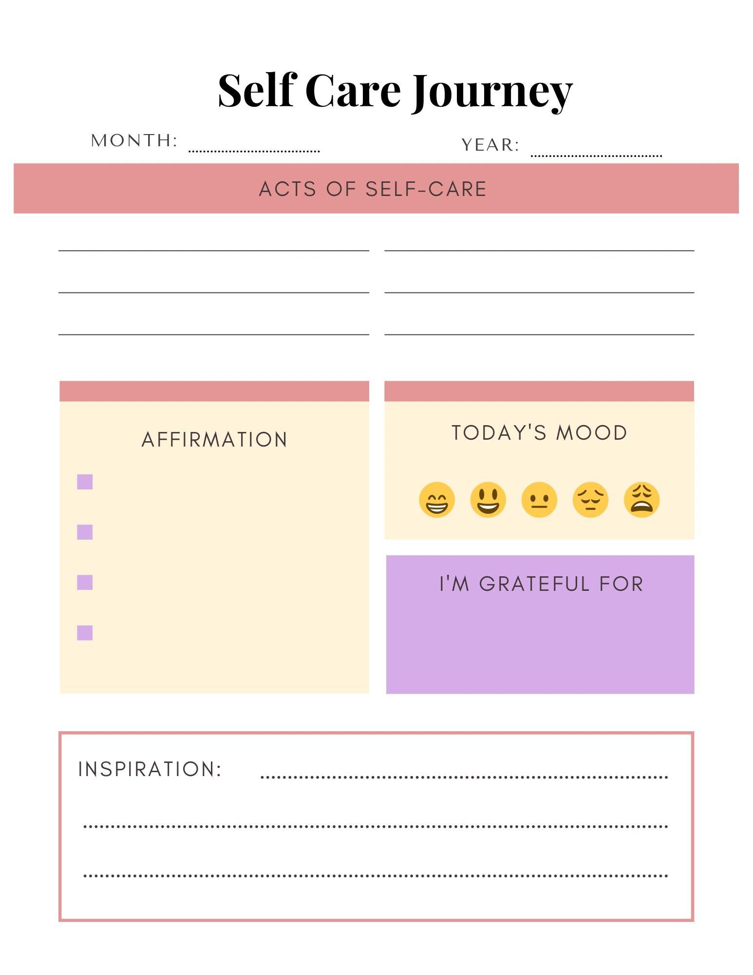 Daily Wellness Planner | Mindfulness Journal & Self-Care Tracker | Printable PDF for Positive Mental Health - Habits