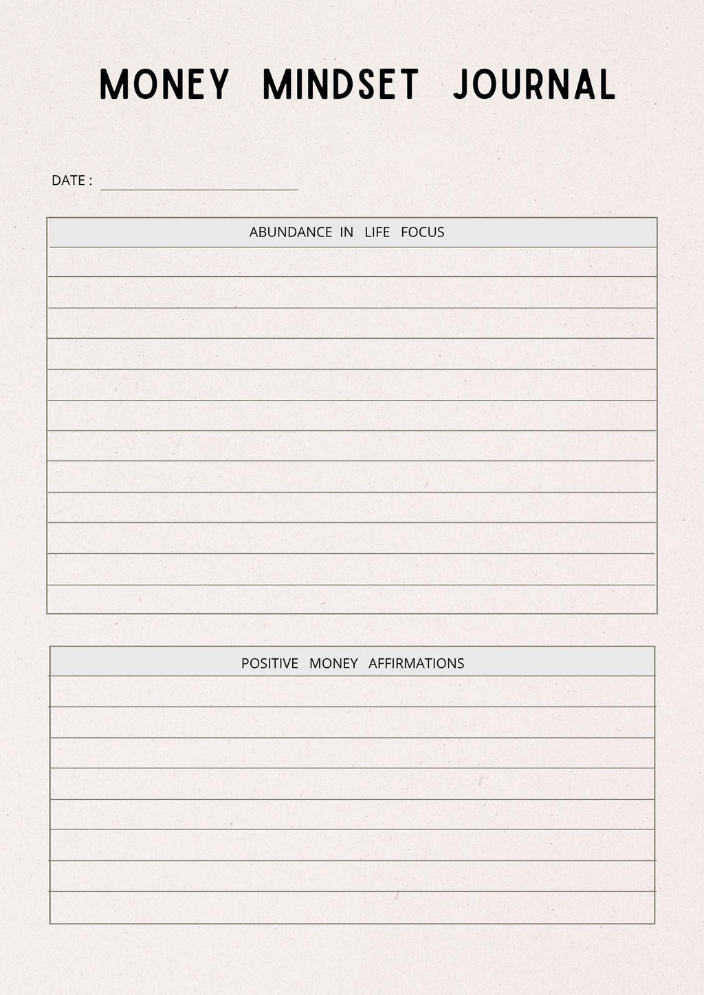 Money Mindset Journal & Abundance Affirmations | Financial Growth Planner PDF | Wealth Building Workbook for Manifesting Prosperity -