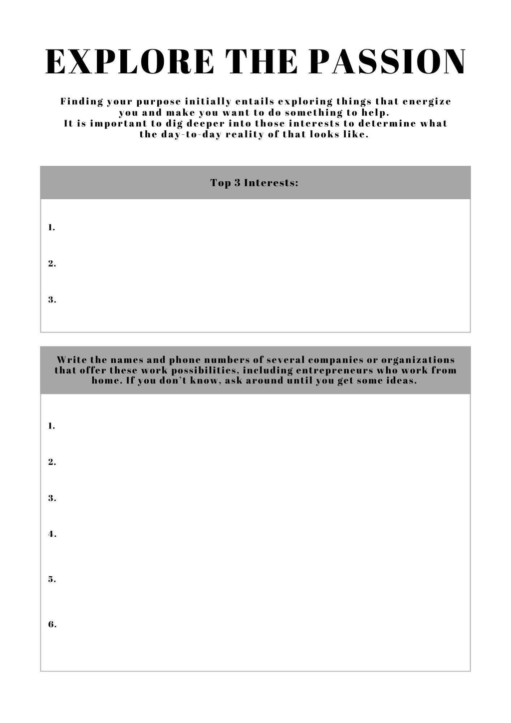 Passion & Purpose Guided Journal - Find Your True Passions and Align with Your Purpose for a Fulfilling Life - Printable PDF Planner