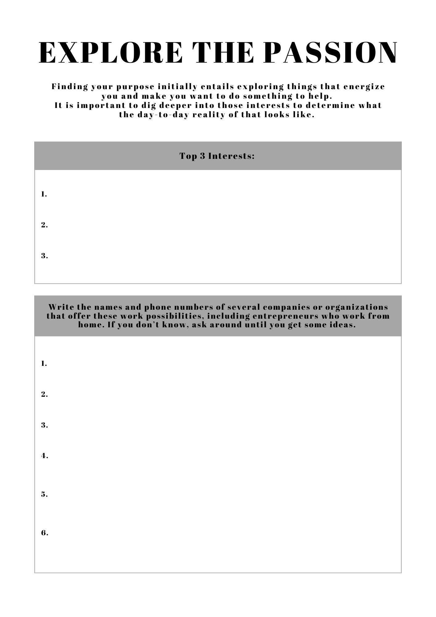 Passion & Purpose Guided Journal - Find Your True Passions and Align with Your Purpose for a Fulfilling Life - Printable PDF Planner