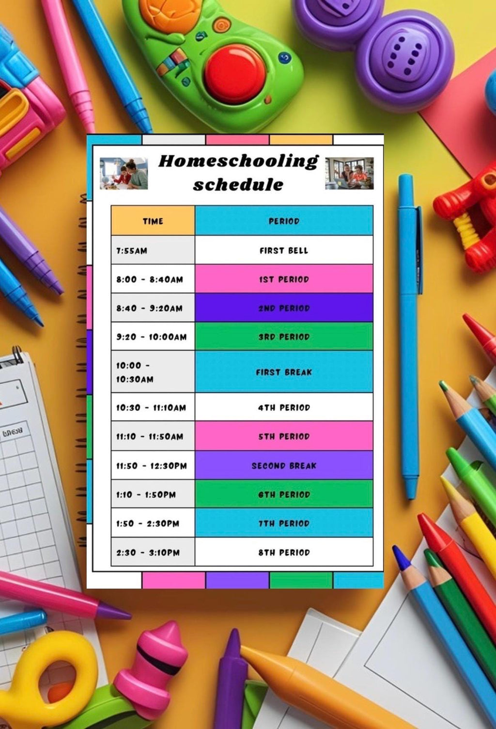 Colorful Homeschool Planner - Keep Schooling on Track with Bold Schedule - Download Now