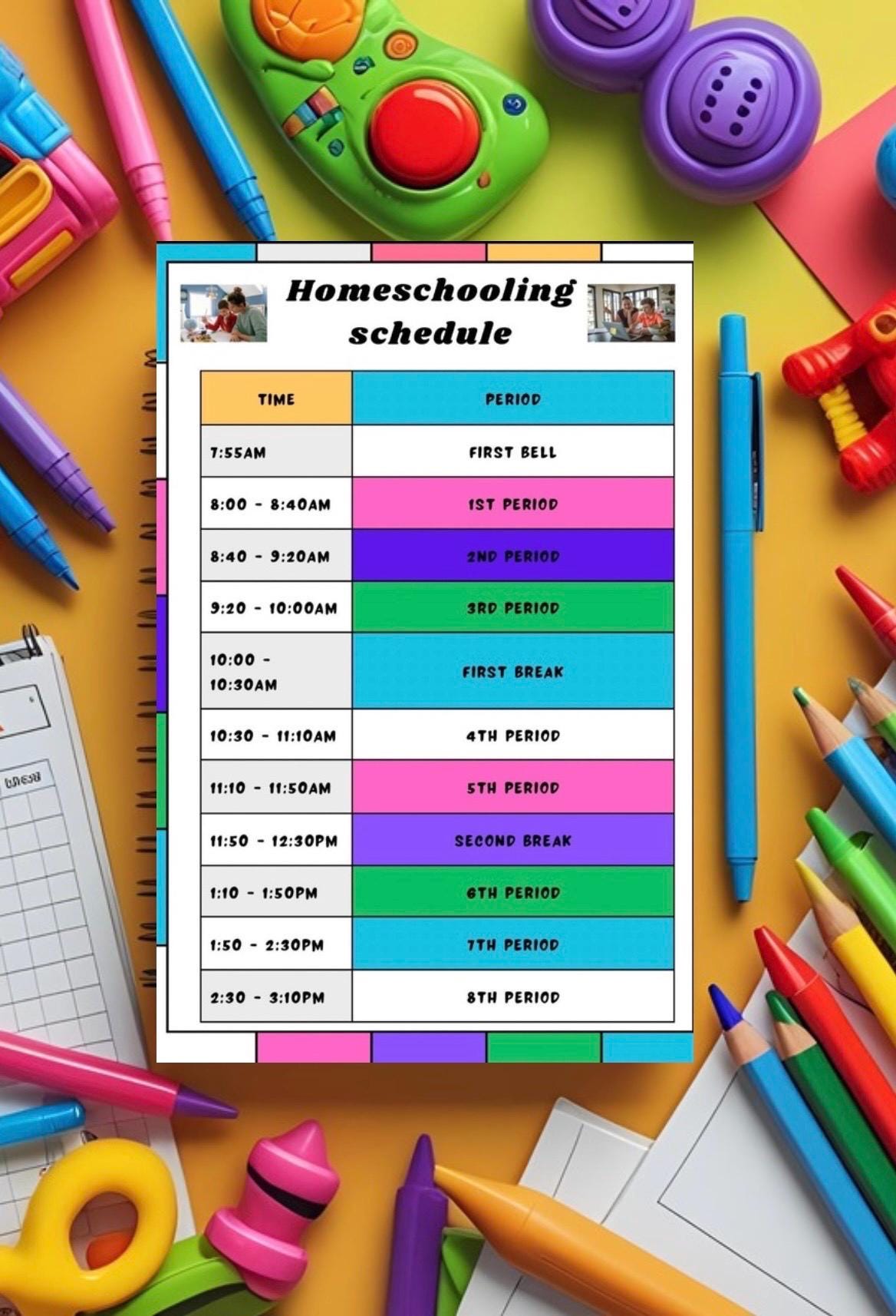 Colorful Homeschool Planner - Keep Schooling on Track with Bold Schedule - Download Now