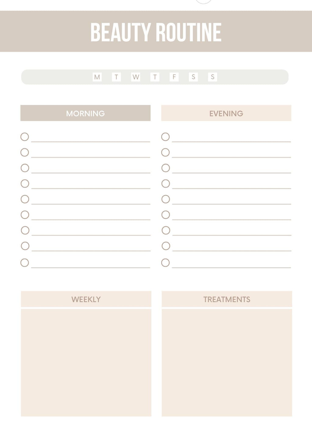 Beauty Organizer Planner | Morning and Evening Routine Tracker | Personal Self-Care Journal | Printable Beauty Goal Setter