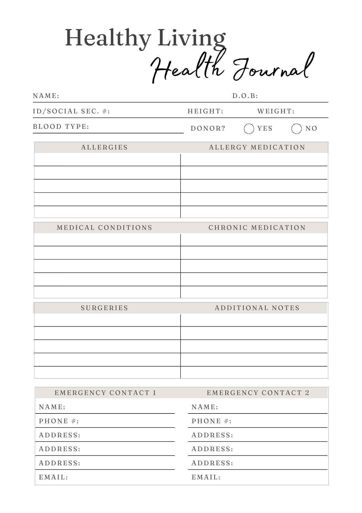 Transformational Healthy Living Planner | Wellness Journal with Meal & Fitness Tracker, Self-Care Organizer, Goal Setting | Printable