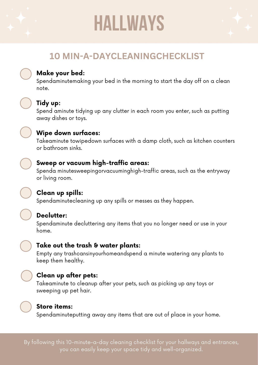 Effortless Cleaning: 10 Min-a-Day Checklist for a Tidy Home | Organize Your Routine in Minutes! Download Now