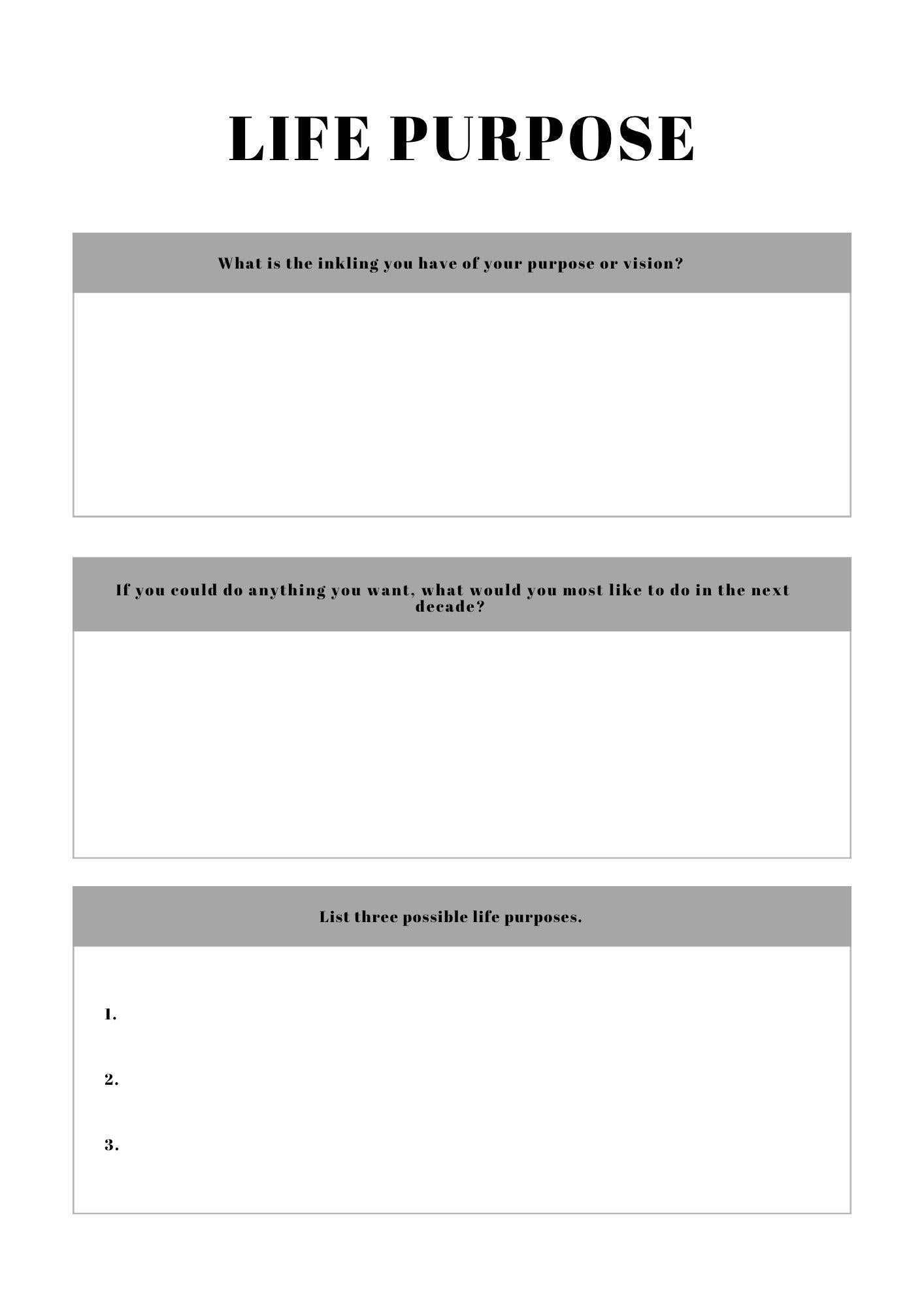 Passion & Purpose Guided Journal - Find Your True Passions and Align with Your Purpose for a Fulfilling Life - Printable PDF Planner