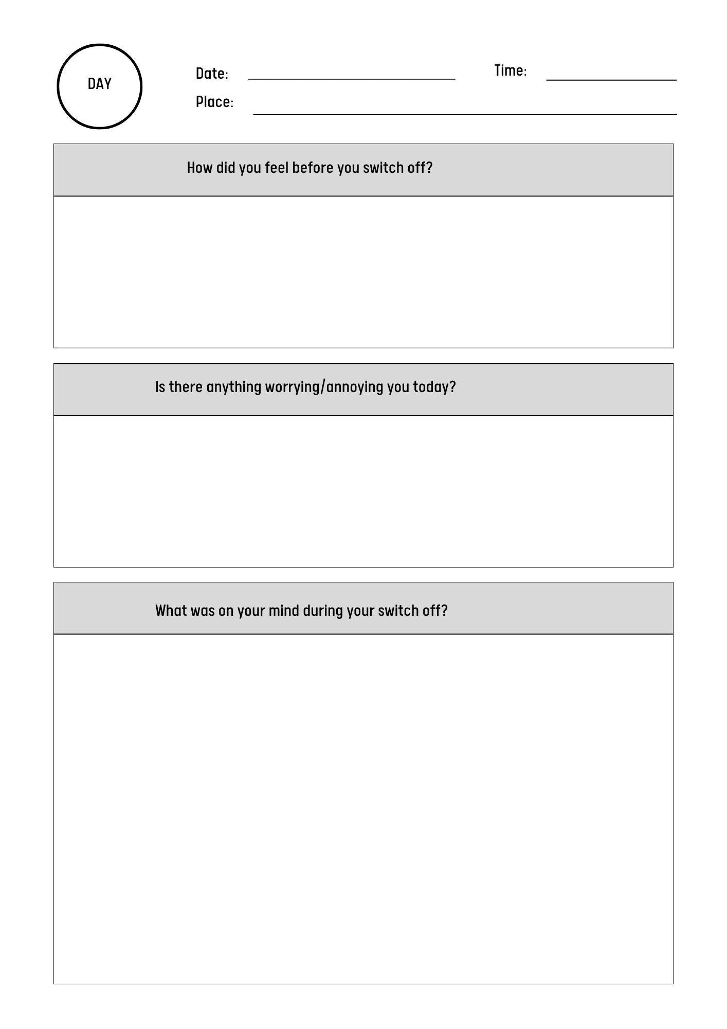 Digital switch off Detox Planner | Printable Self-Care Journal for Mindfulness & Relaxation | Daily Reflection Prompts - Tracker