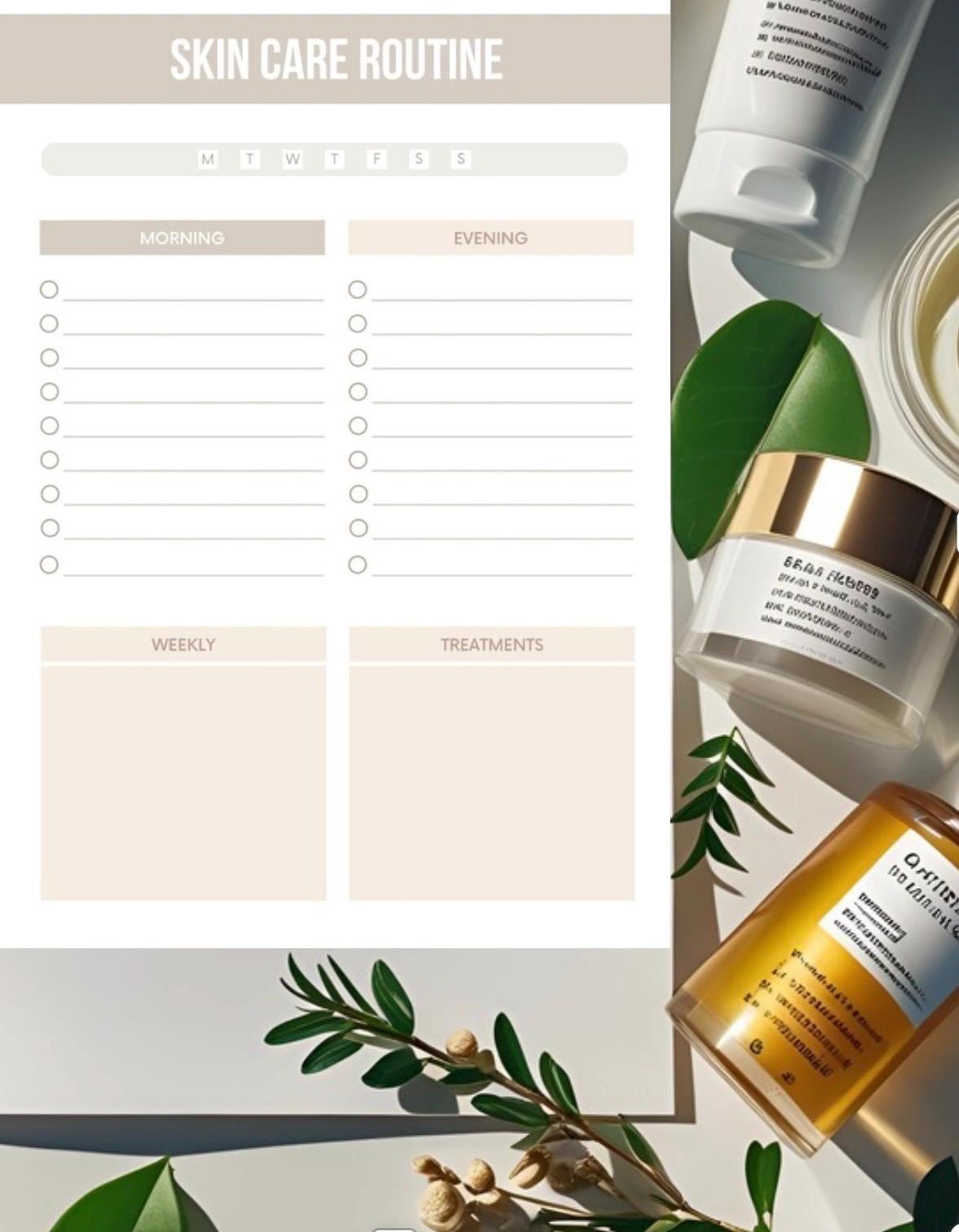 Skincare Routine Organizer | My Skin Profile and Care Planner | Beauty Journal | Personalized Skincare Tracker | Beauty Regimen Tool |