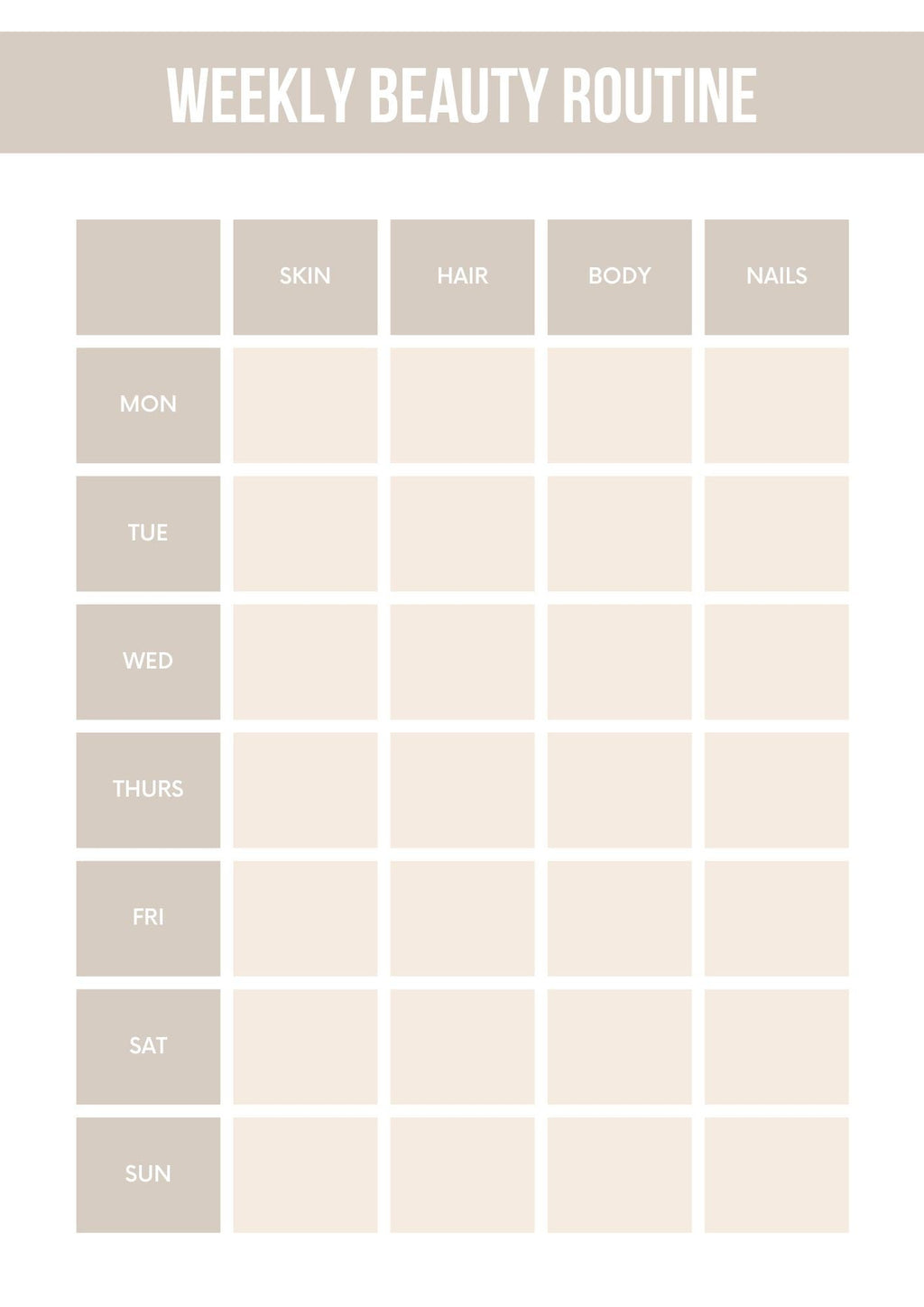 Beauty Organizer Planner | Morning and Evening Routine Tracker | Personal Self-Care Journal | Printable Beauty Goal Setter