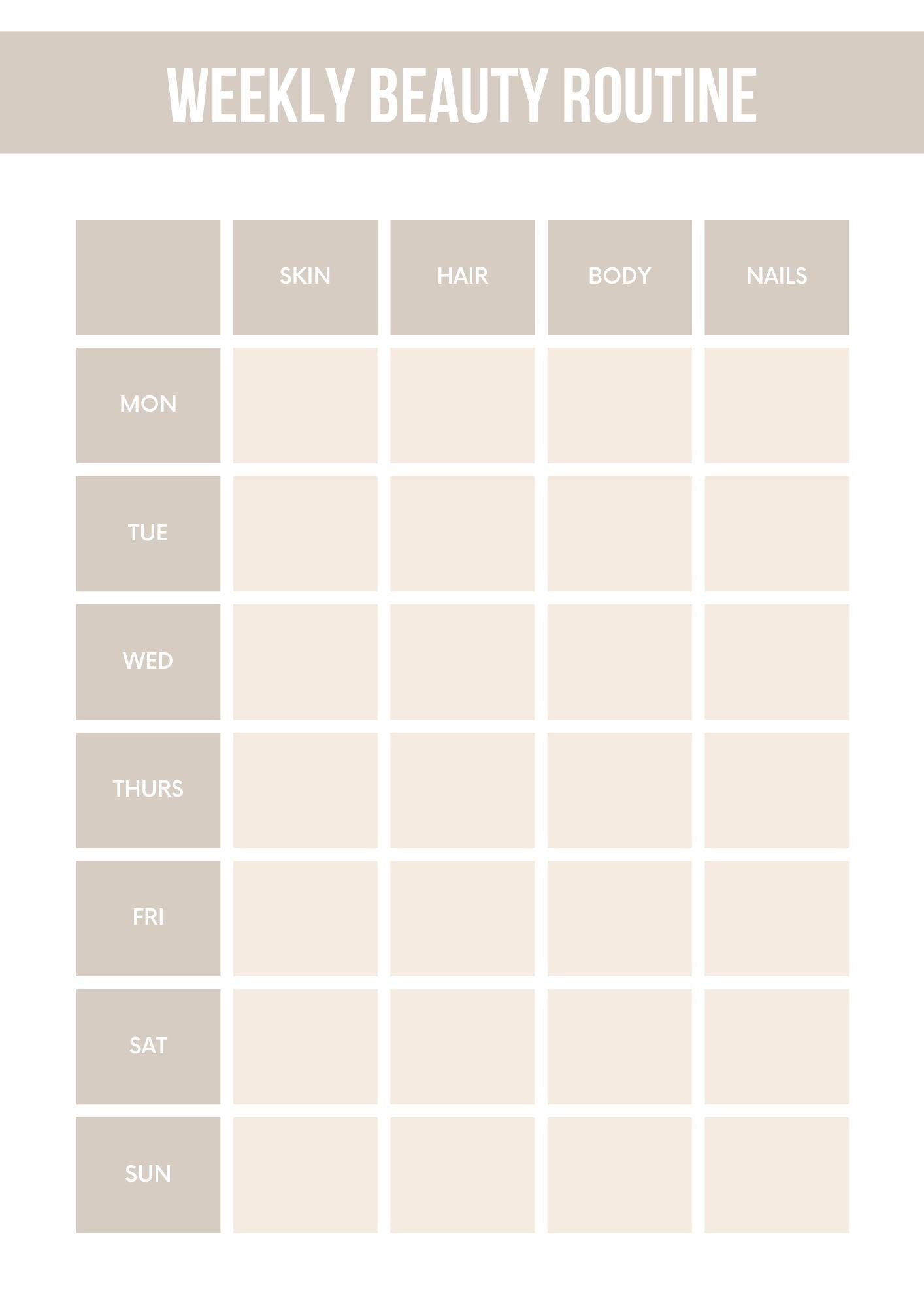 Beauty Organizer Planner | Morning and Evening Routine Tracker | Personal Self-Care Journal | Printable Beauty Goal Setter