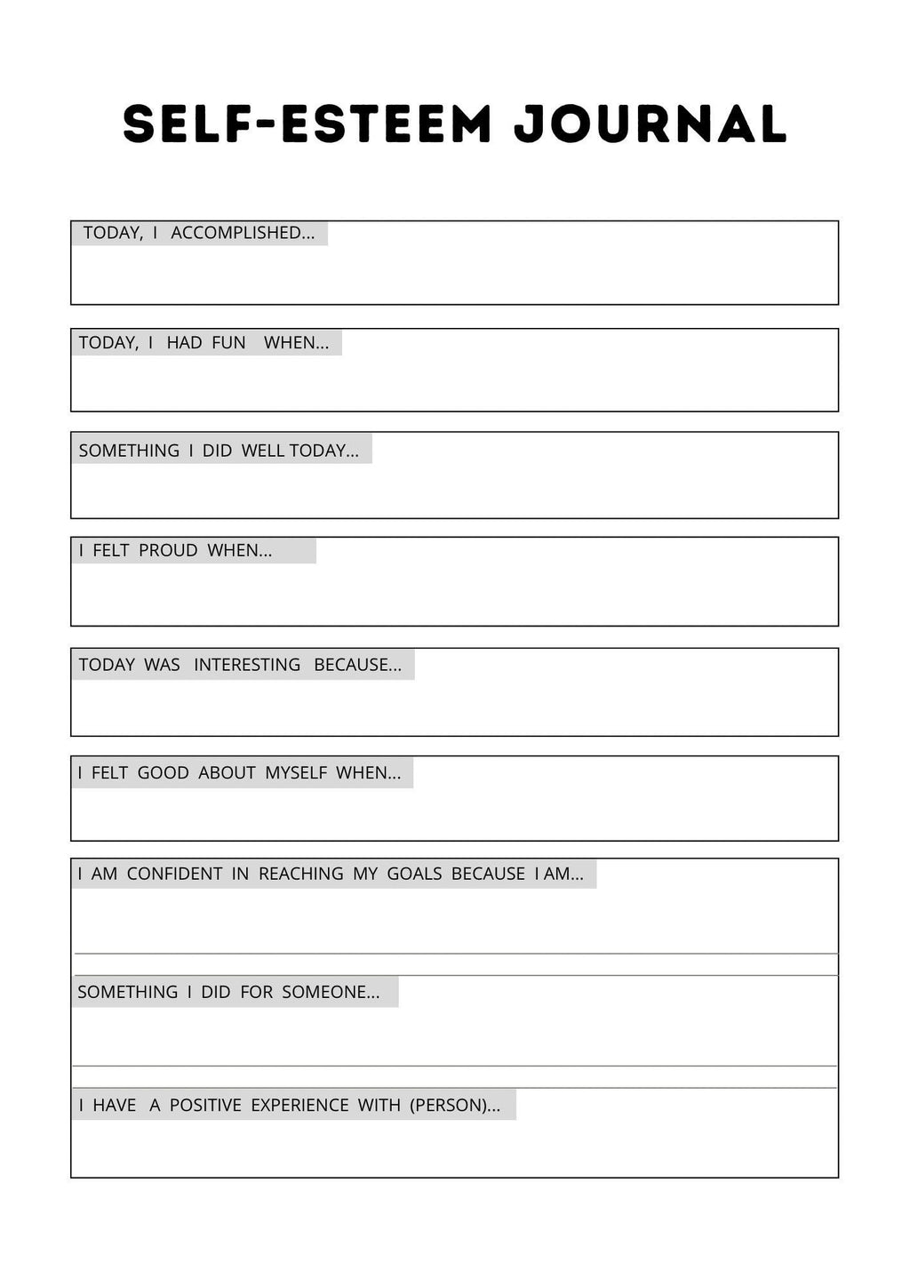 Daily Self-Confidence & Mindset Tracker | Printable Boost Self-Esteem Journal | Confidence Planner PDF | Self-Growth Workbook