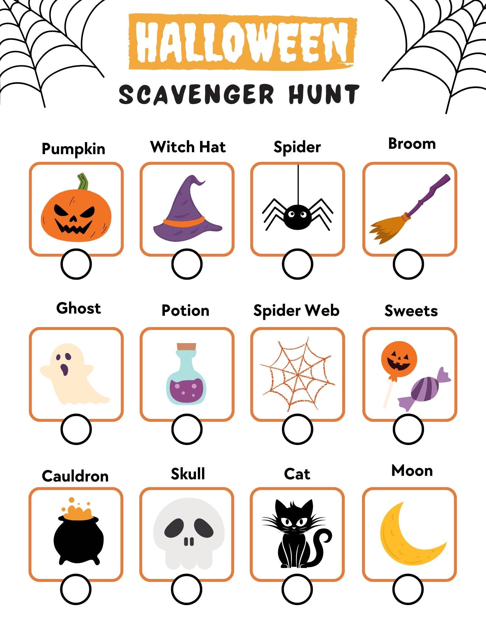 Fun & Spooky Halloween Scavenger Hunt - Printable Game for Kids - Families, Perfect for Parties - Trick-or-Treating Adventures