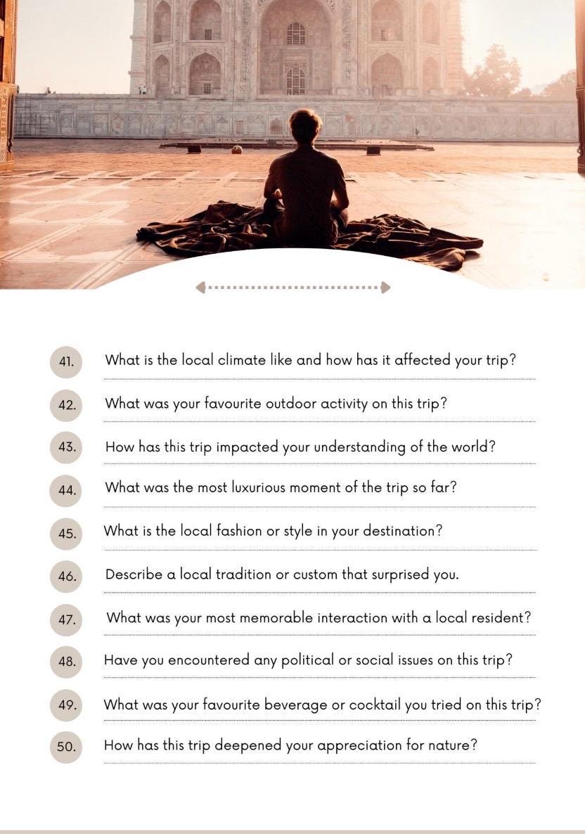 Travel Journal Prompts - Capture Memories & Reflections | Unique Gift Idea for Adventurers | Inspire Mindful Travel Writing