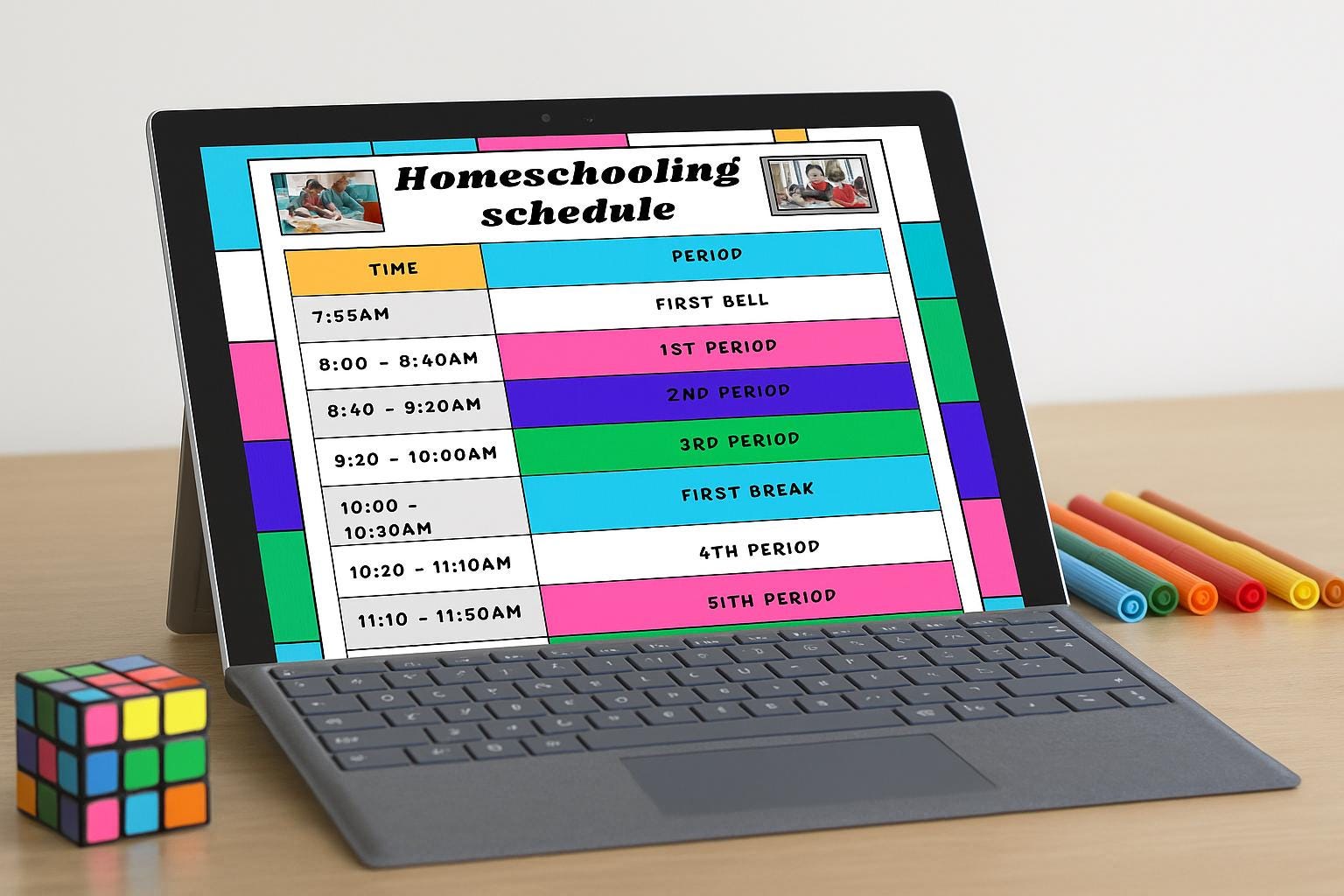 Colorful Homeschool Planner - Keep Schooling on Track with Bold Schedule - Download Now