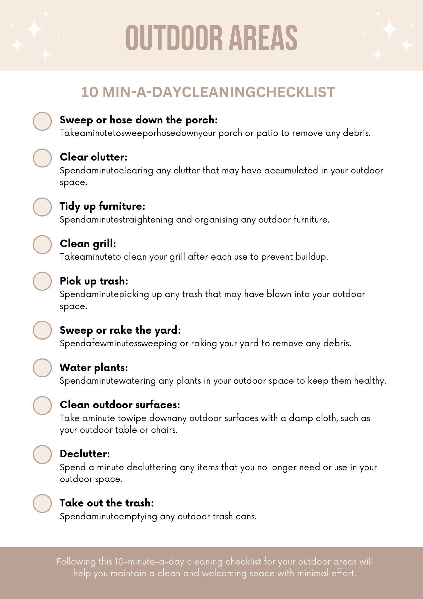Effortless Cleaning: 10 Min-a-Day Checklist for a Tidy Home | Organize Your Routine in Minutes! Download Now