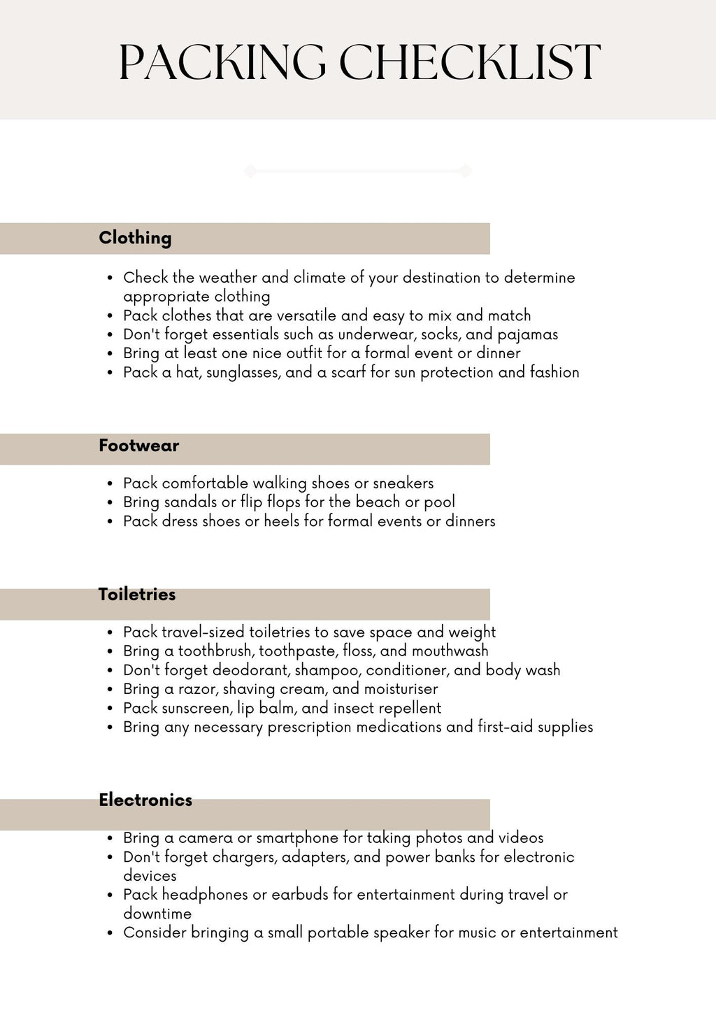 Printable Ultimate Travel Checklist | Stress-Free Packing List for Adventures | Travel Planner PDF | Organizer
