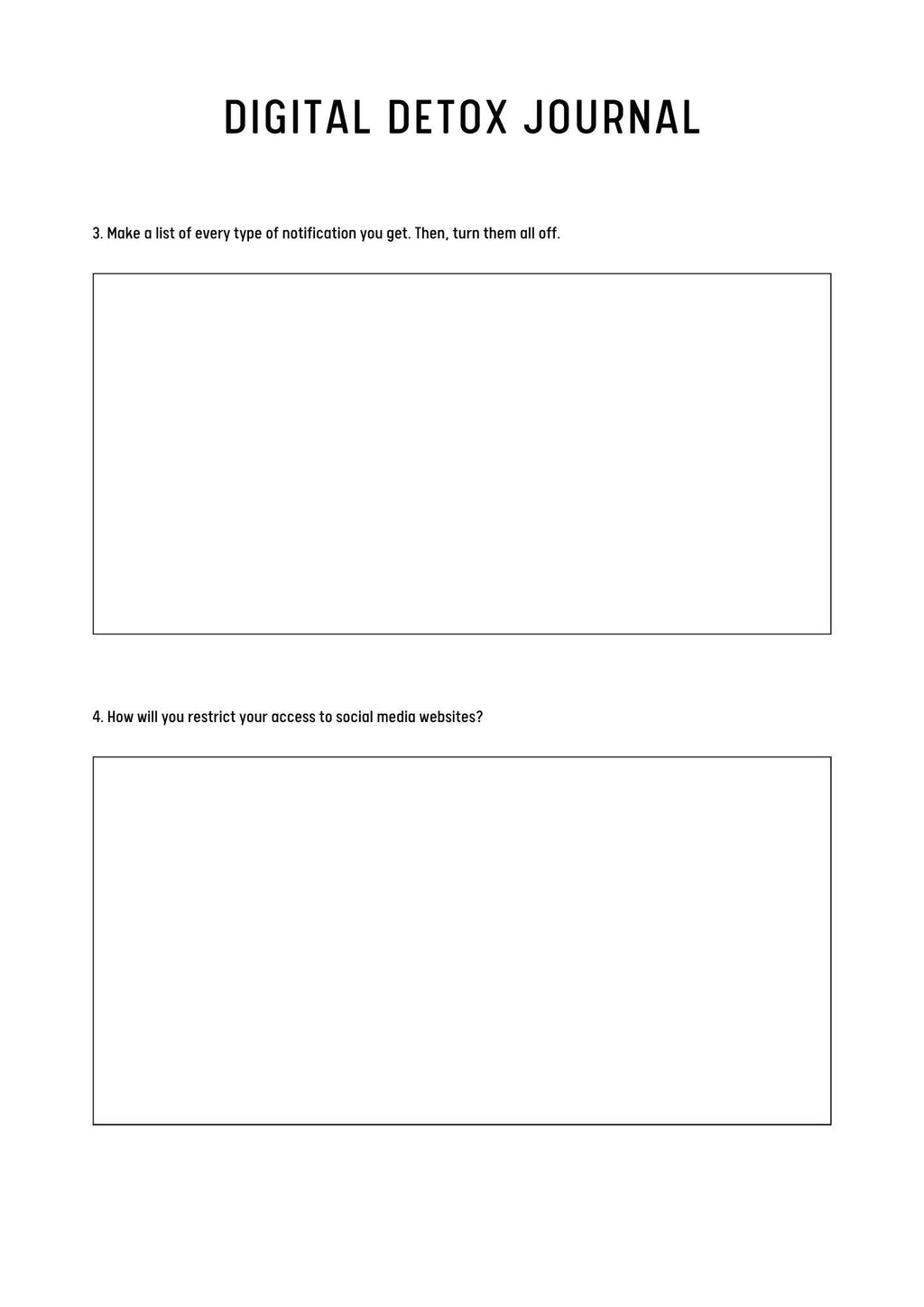 Digital switch off Detox Planner | Printable Self-Care Journal for Mindfulness & Relaxation | Daily Reflection Prompts - Tracker