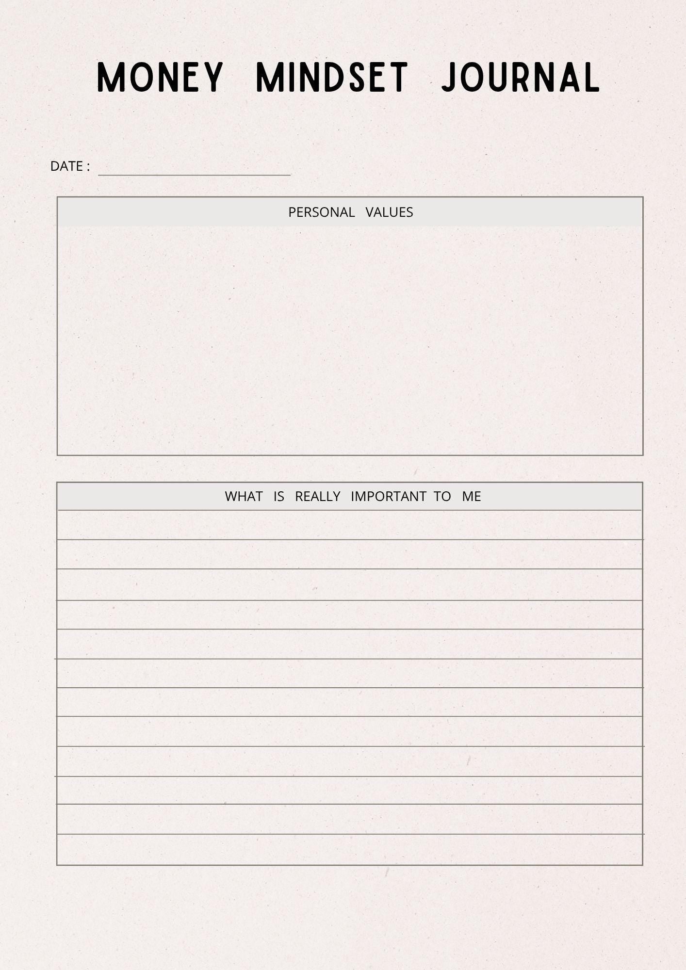 Money Mindset Journal & Abundance Affirmations | Financial Growth Planner PDF | Wealth Building Workbook for Manifesting Prosperity -