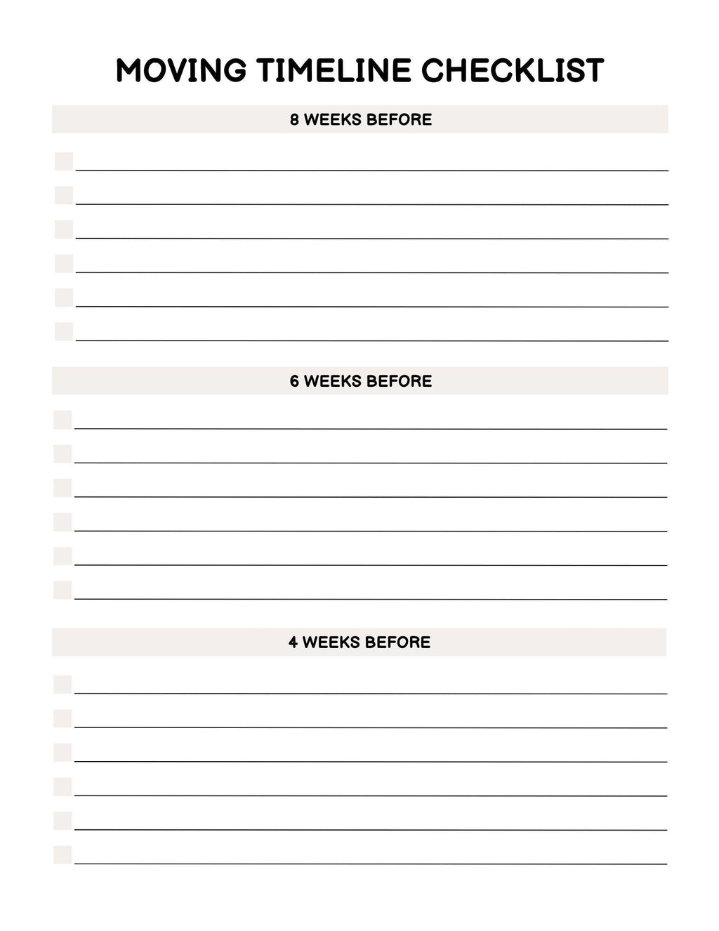 Moving Guide and Tips Planner | Printable Checklist for a Seamless Move