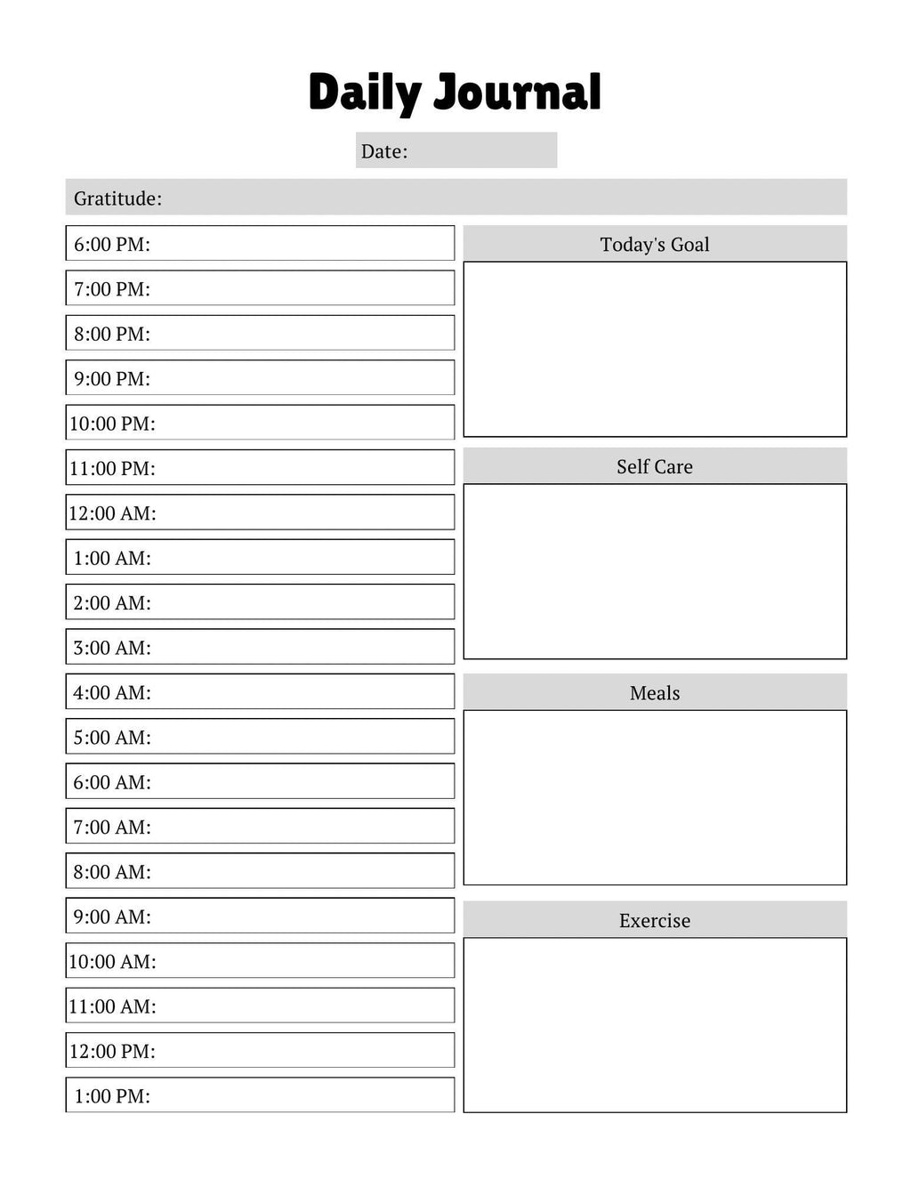Daily Self Care Planner Mood Tracker | Wellness & Mindfulness Journal PDF for Mental Health | Printable Habit - Gratitude Tracker for