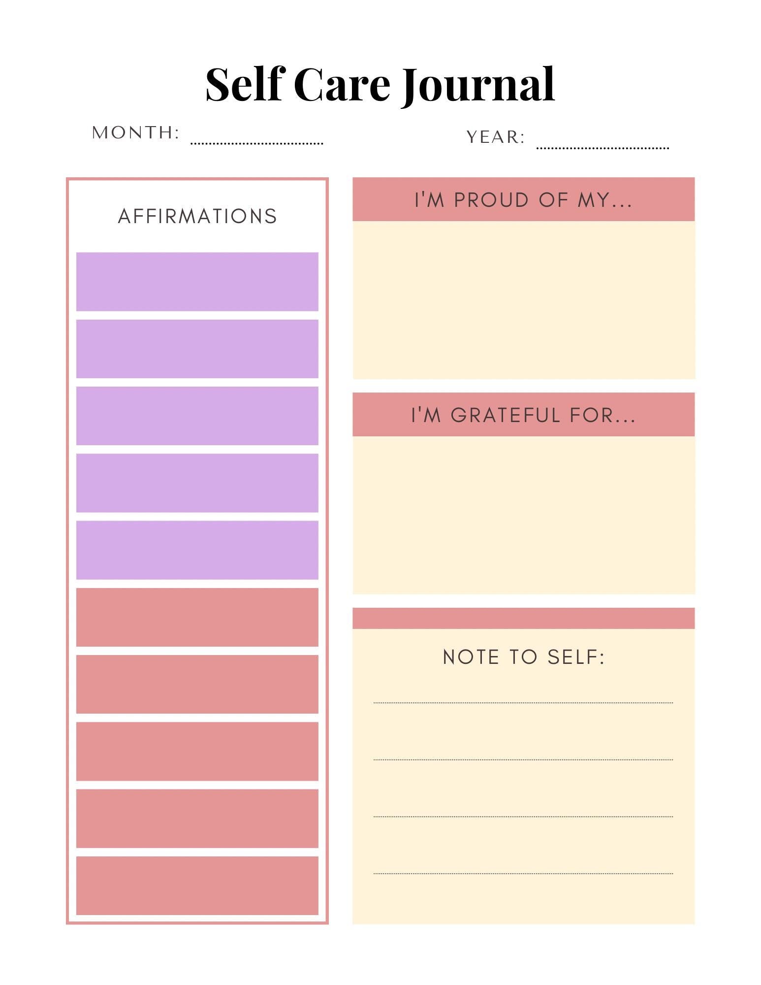 Daily Wellness Planner | Mindfulness Journal & Self-Care Tracker | Printable PDF for Positive Mental Health - Habits