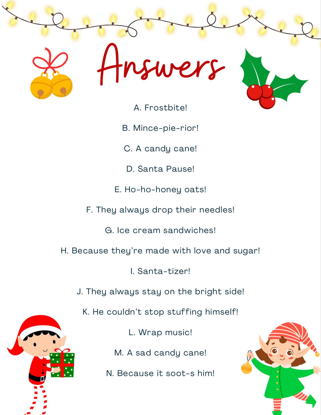 Festive Christmas Riddles Activity for Kids - Brainy Fun PDF for Holiday Parties and Family Time - Ages 5 and Up - Instant Download