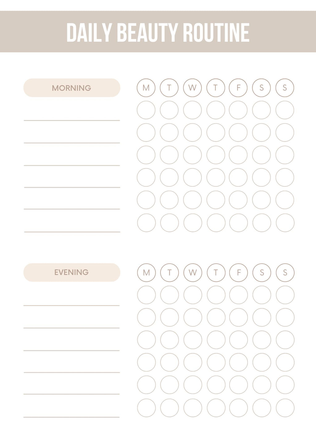Beauty Organizer Planner | Morning and Evening Routine Tracker | Personal Self-Care Journal | Printable Beauty Goal Setter